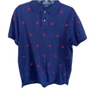 Vintage Polo Ralph Lauren Shirt Mens Embroidered Lobster Print Custom Fit Large